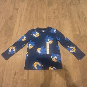 NWT Christmas Gift Sonic The Hedgehog Boys Navy Blue Long Sleeve Shirt Size 4